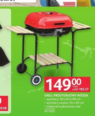 Grill prostokątny wózek promocja w Selgros