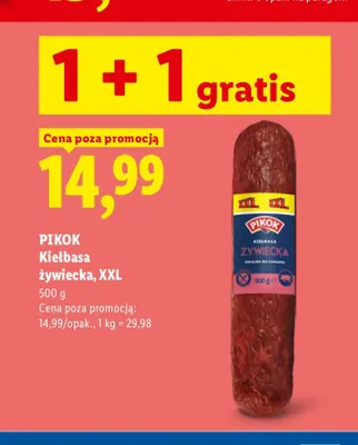 Kiełbasa żywiecka XXL Pikok promocja w Lidl