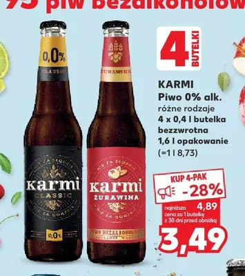 Piwo 0% alk. Karmi różne rodzaje promocja w Kaufland