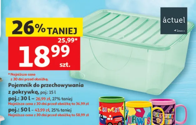 Pojemnik do przechowywania z pokrywką 15l promocja w Auchan