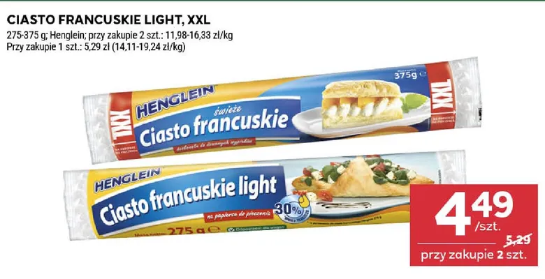 Ciasto francuskie light Henglein promocja w Stokrotka