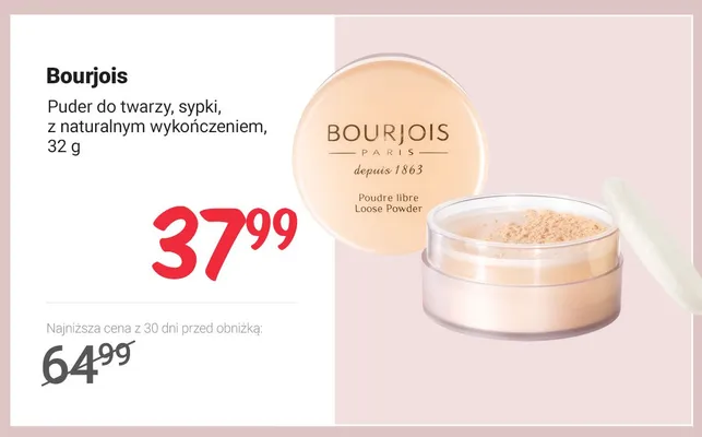 Puder do twarzy Bourjois sypki z naturalnym wykończeniem promocja w Rossmann