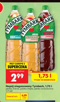 Napój niegazowany Tymbark jabłko-wiśnia promocja w Biedronka