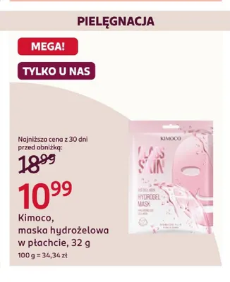 Maska hydrożelowa w płachcie Kimoco promocja w Rossmann