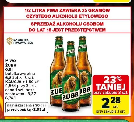 Piwo Żubr promocja w Carrefour Market