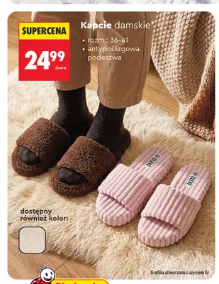 Kapcie damskie Clevé promocja w Biedronka