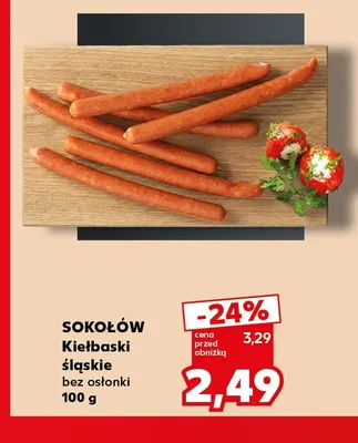 Kiełbaski śląskie bez osłonki Sokołów promocja w Kaufland