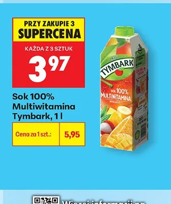 Sok 100% Multiwitamina Tymbark promocja w Biedronka