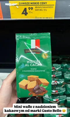 Mini wafle z nadzieniem kakaowym promocja w Biedronka