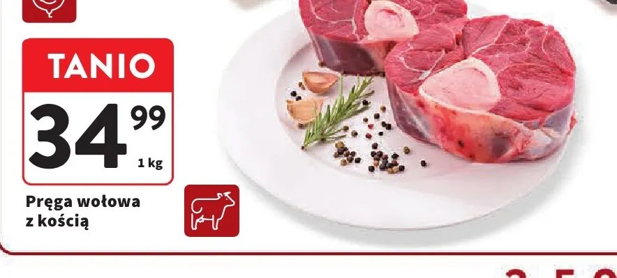 Pręga wołowa z kością promocja w Intermarche