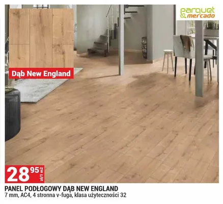 Panel podłogowy Dąb New England 7mm AC4 4 stronna v-fuga klasa użyteczności 32 promocja w Merkury Market