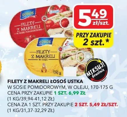 Filety z makreli Łosoś Ustka w sosie pomidorowym, w oleju promocja w Top Market