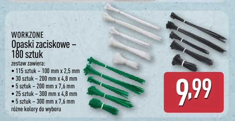 Opaski zaciskowe - 180 sztuk promocja w Aldi