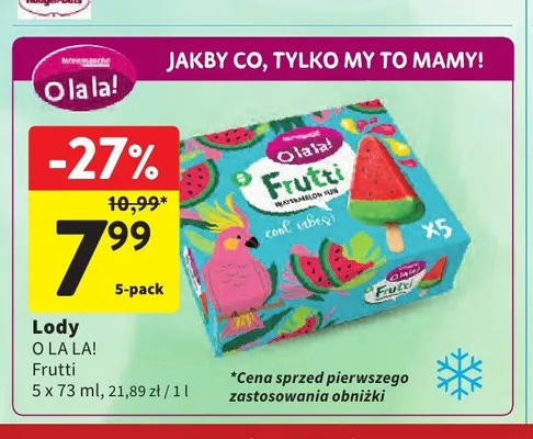 Lody O La La! Frutti 5-pak promocja w Intermarche