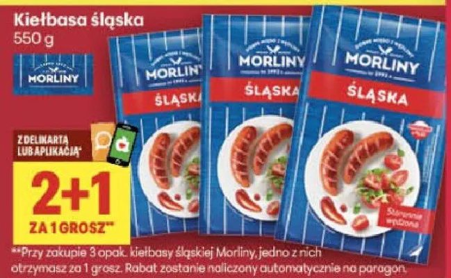 Kiełbasa śląska Morliny promocja w Delikatesy Centrum