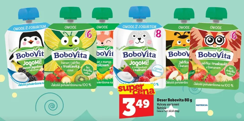 Deser owoce z jogurtem z truskawkami i malinami BoboVita JogoMi! promocja w TOPAZ