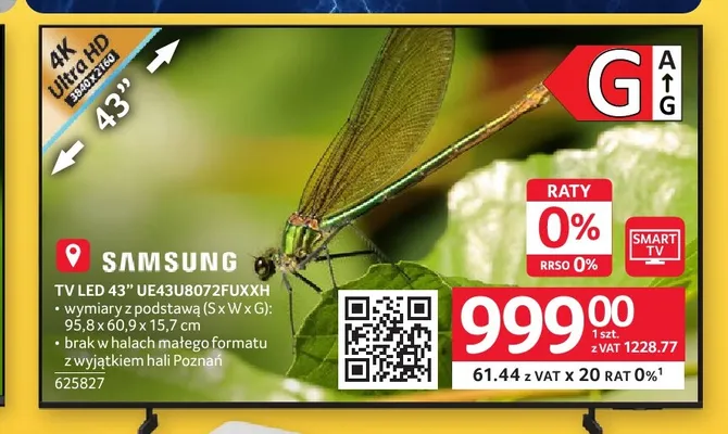 Telewizor LED 43" Samsung UE43U8072FUXXH promocja w Selgros