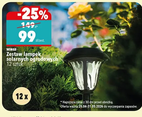Zestaw lampek solarnych ogrodowych Wings 12 sztuk promocja w Biedronka