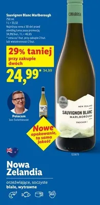 Wino białe wytrawne Sauvignon Blanc Marlborough Cimarosa promocja w Lidl