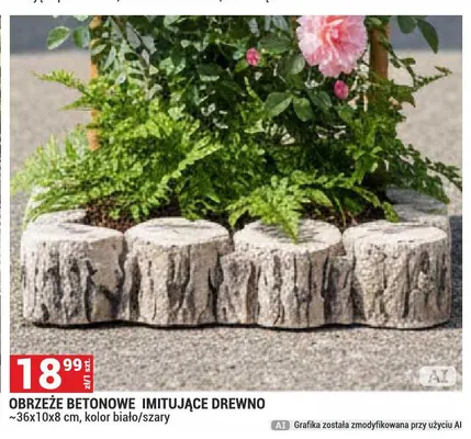 Obrzeże betonowe imitujące drewno promocja w Merkury Market