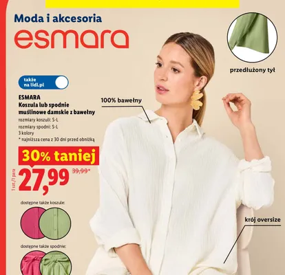 Koszula damska muślinowa z bawełny Esmara promocja w Lidl
