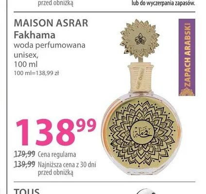 Woda perfumowana unisex Maison Asrar Fakhama promocja w Hebe