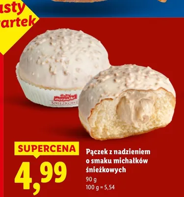 Pączek z nadzieniem o smaku michałków śnieżkowych promocja w Lidl
