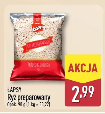 Ryż preparowany Łapsy promocja w Aldi