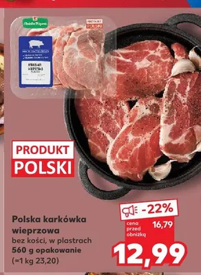 Polska karkówka wieprzowa bez kości w plastrach Kraina Mięs promocja w Kaufland