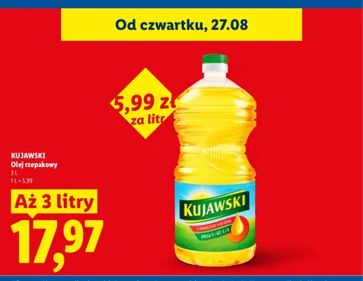 Olej rzepakowy Kujawski promocja w Lidl