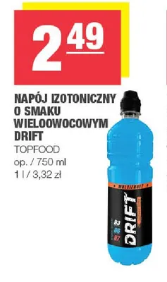 Napój izotoniczny o smaku wieloowocowym Drift promocja w SPAR