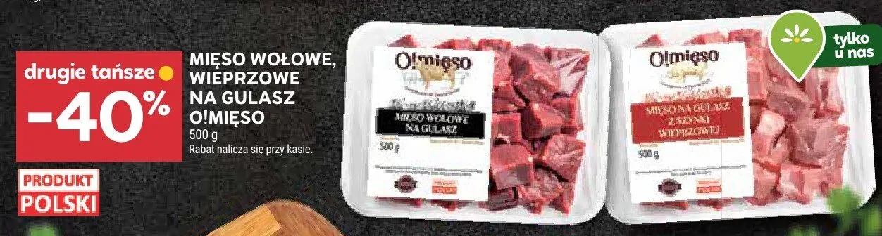 Mięso wołowe, wieprzowe na gulasz Qlmięso promocja w Stokrotka