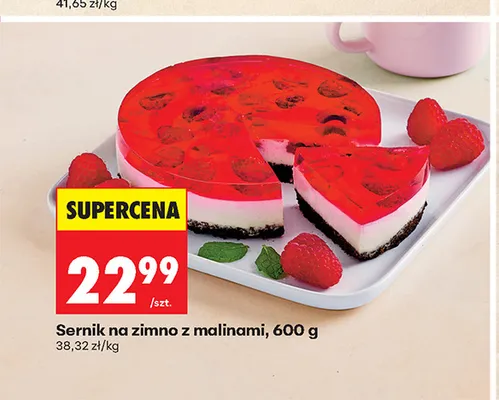Sernik na zimno z malinami promocja w Biedronka