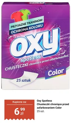 Chusteczki chroniące przed zafarbowaniem Color Oxy Spotless promocja w Biedronka