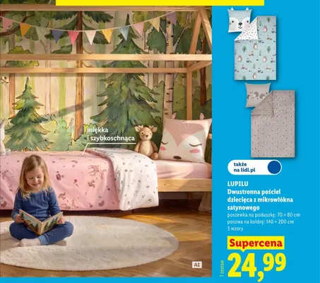 Dwustronna pościel dziecięca z mikrowłókna satynowego Lupilu promocja w Lidl