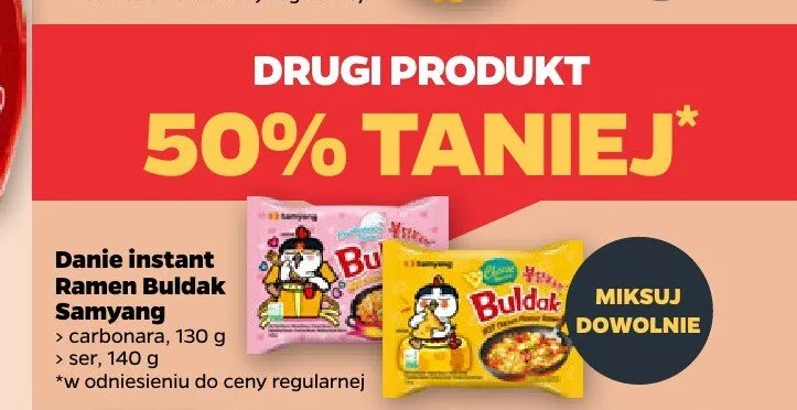 Danie instant Ramen Buldak Samyang carbonara promocja w Netto