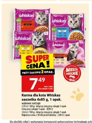 Karma dla kota Whiskas saszetka 4-pak promocja w Twój Market