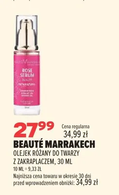 Olejek różany do twarzy z zakraplaczem Beauté Marrakech promocja w Drogerie Natura