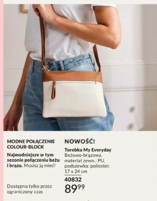 Torebka My Everyday beżowo-brązowa 17x24cm promocja w AVON