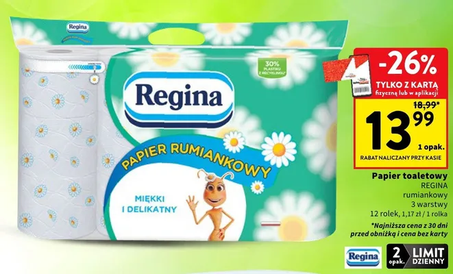 Papier toaletowy Regina rumiankowy 3-warstwowy 12-pak promocja w Intermarche
