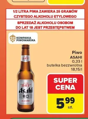 Piwo Asahi Super Dry promocja w Carrefour