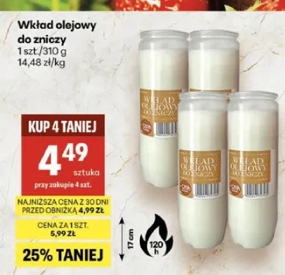 Wkład olejowy do zniczy promocja w Delikatesy Centrum