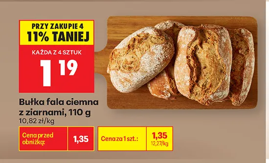 Bułka fala ciemna z ziarnami promocja w Biedronka