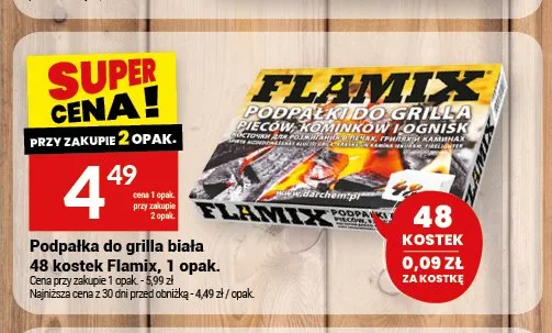Podpałka do grilla biała 48 kostek Flamix promocja w Twój Market
