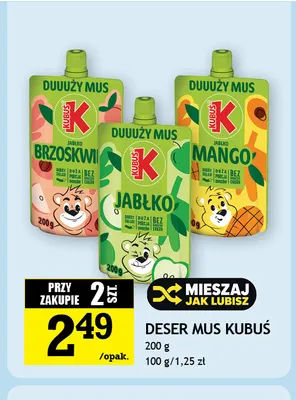 Deser mus Kubuś jabłko brzoskwinia promocja w Gram Market