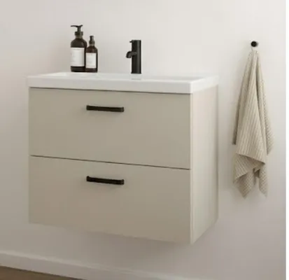 Szafka wisząca Gaja z umywalką szer. 60cm kolor kaszmir cichy domyk Bricomarche promocja w Bricomarche