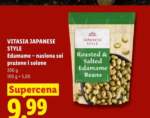 Edamame nasiona soi prażone i solone Vitasia Japanese Style promocja w Lidl