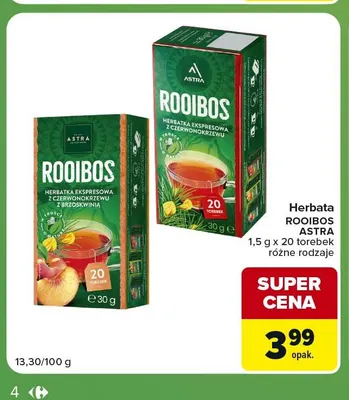 Herbata Rooibos z brzoskwinią Astra promocja w Carrefour Express