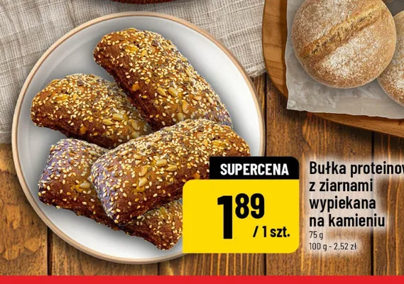 Bułka proteinowa z ziarnami wypiekana na kamieniu promocja w POLOmarket