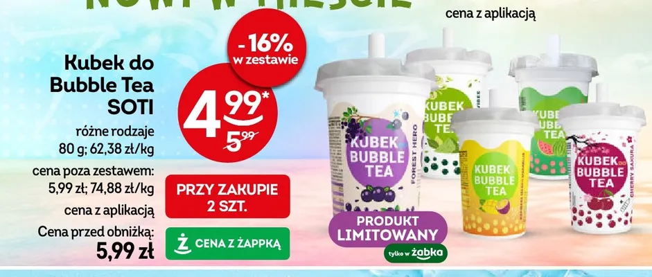 Kubek do Bubble Tea SOTI Cherry Sakura promocja w Żabka